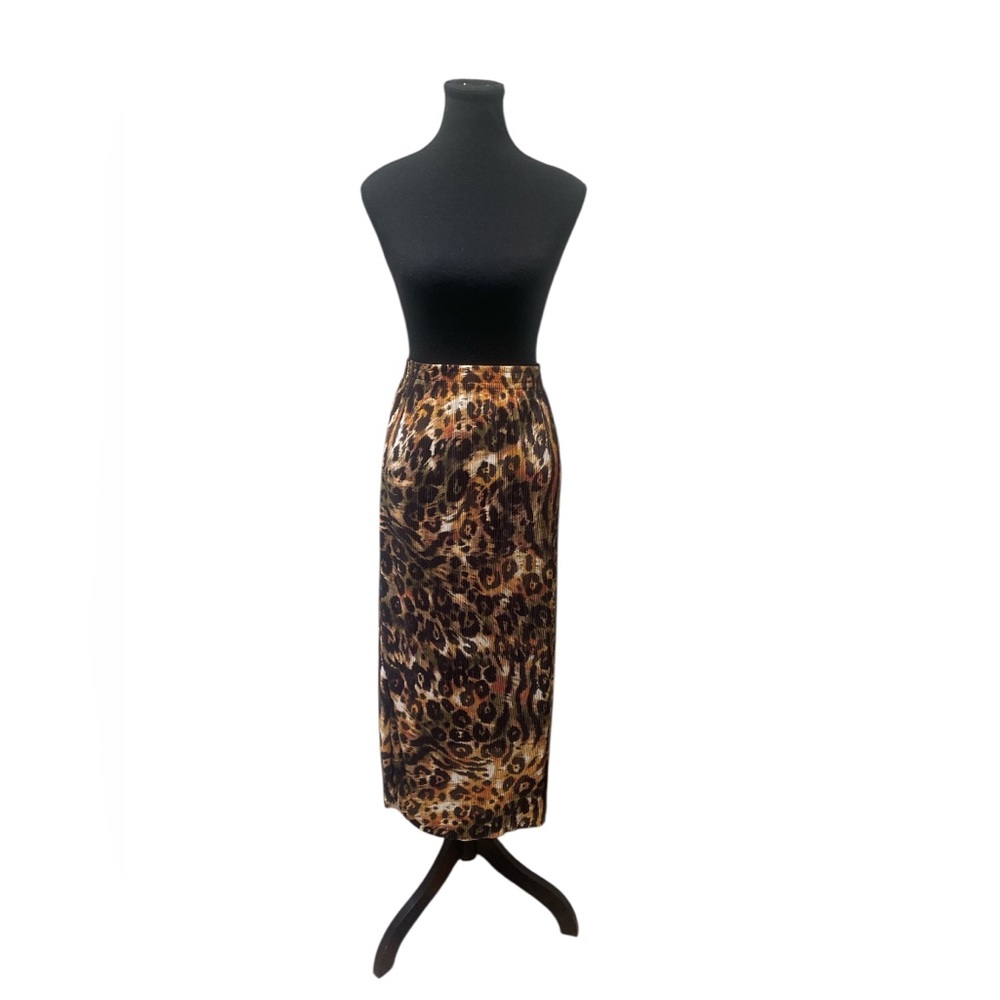 DKNY Animal Print Midi Skirt L GUC